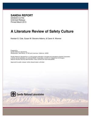 A literature review of safety culture.