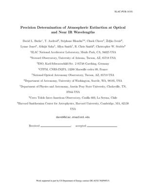 Precision Determination of Atmospheric Extinction at Optical and Near IR Wavelengths
