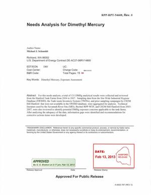 Needs Analysis for Dimethyl Mercury