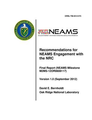 Recommendations for NEAMS Engagement with the NRC