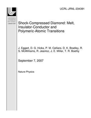 Shock-Compressed Diamond: Melt, Insulator-Conductor and Polymeric-Atomic Transitions