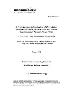 A Procedure for Determination of Degradation Acceptance Criteria for Structures and Passive Components in Nuclear Power Plants