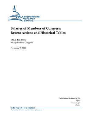 Salaries of Members of Congress: Recent Actions and Historical Tables