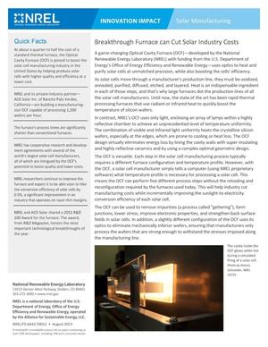 Breakthrough Furnace Can Cut Solar Industry Costs (Fact Sheet)