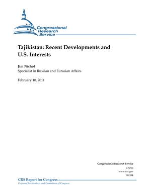 Tajikistan: Recent Developments and U.S. Interests
