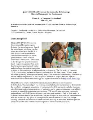 Environmental Shortcourse Final report [Joint US-EC Short Course on Environmental Biotechnology: Microbial Catalysts for the Environment]