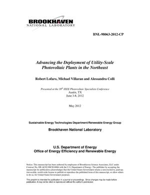 Advancing the Deployment of Utility-Scale Photovoltaic Plants in the Northeast