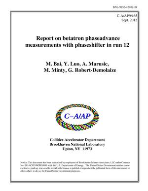 Report on betatron phaseadvance measurements with phaseshifter in run 2012
