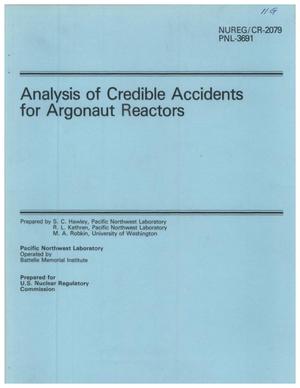 Analysis of Credible Accidents for Argonaut Reactors