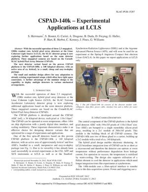 CSPAD-140k - Experimental Applications at LCLS
