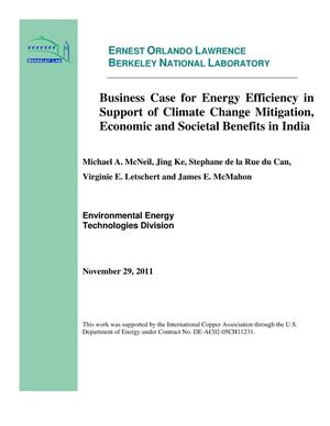 Business Case for Energy Efficiency in Support of Climate Change Mitigation, Economic and Societal Benefits in India