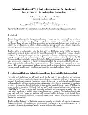 Advanced Horizontal Well Recirculation Systems for Geothermal Energy Recovery in Sedimentary Formations