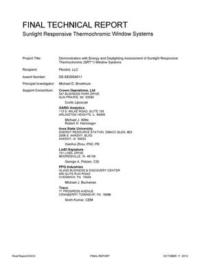 Demonstration with Energy and Daylighting Assessment of Sunlight Responsive Thermochromic (SRT) Window Systems