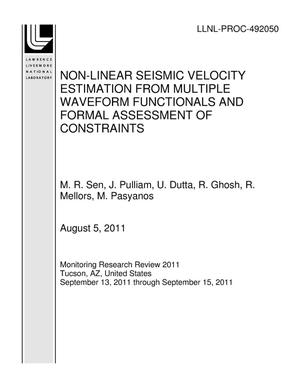 NON-LINEAR SEISMIC VELOCITY ESTIMATION FROM MULTIPLE WAVEFORM FUNCTIONALS AND FORMAL ASSESSMENT OF CONSTRAINTS