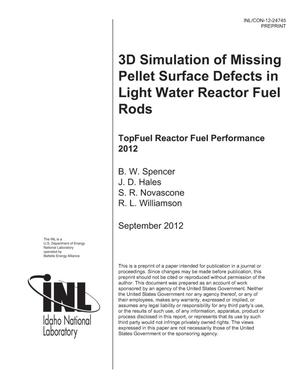3D Simulation of Missing Pellet Surface Defects in Light Water Reactor Fuel Rods