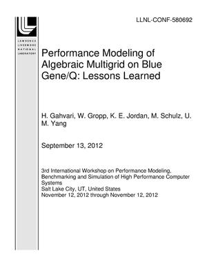 Performance Modeling of Algebraic Multigrid on Blue Gene/Q: Lessons Learned