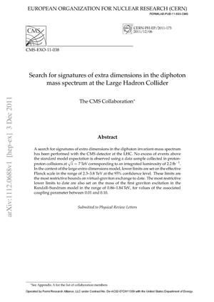 Search for signatures of extra dimensions in the diphoton mass spectrum at the Large Hadron Collider