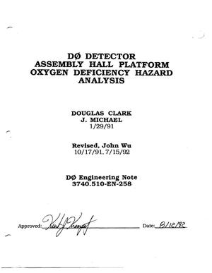 D0 Detector Assemble Hall Platform Oxygen Deficiency Hazard Analysis