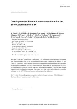 Development of Readout Interconnections for the Si-W Calorimeter of SiD