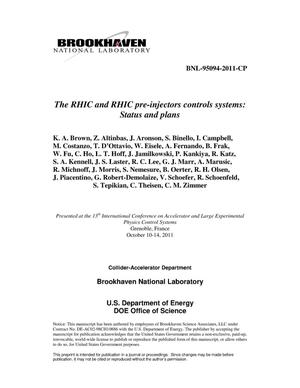 The RHIC and RHIC Pre-Injectors Controls Systems: Status and Plans