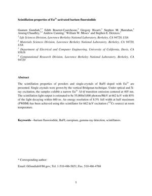 Scintillation Properties of Eu2+-Activated Barium Fluoroiodide