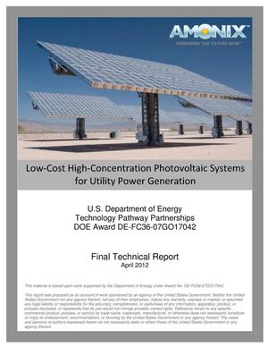 Low-Cost High-Concentration Photovoltaic Systems for Utility Power Generation