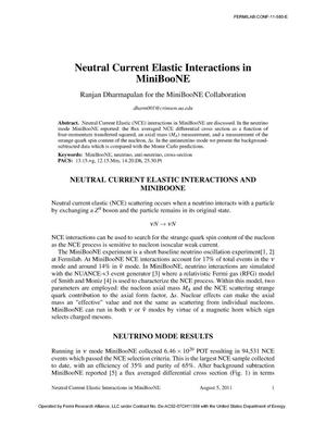 Neutral Current Elastic Interactions in MiniBooNE