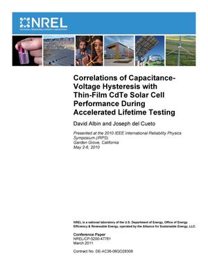 Correlations of Capacitance-Voltage Hysteresis with Thin-Film CdTe Solar Cell Performance During Accelerated Lifetime Testing