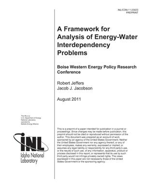 A Framework for Analysis of Energy-Water Interdependency Problems