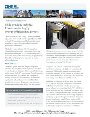 Technology Assessment: NREL Provides Know-How for Highly Energy-Efficient Data Centers (Fact Sheet)