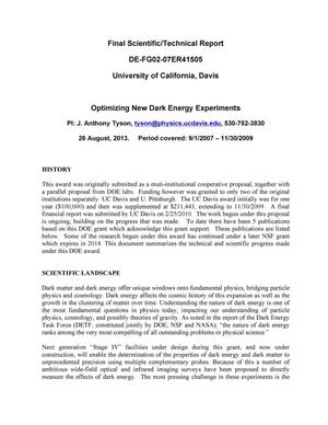 Primary view of object titled 'Optimizing New Dark Energy Experiments'.