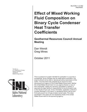 Effect of Mixed Working Fluid Composition on Binary Cycle Condenser Heat Transfer Coefficients