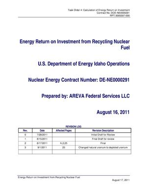 Energy Return on Investment from Recycling Nuclear Fuel