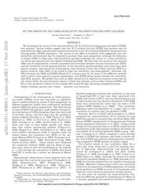 On the Origin of the Mass-Metallicity Relation for GRB Host Galaxies