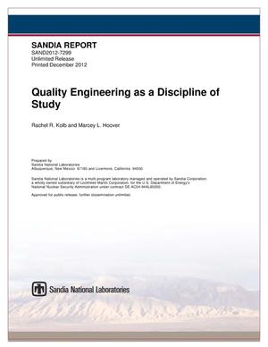 Quality engineering as a discipline of study.