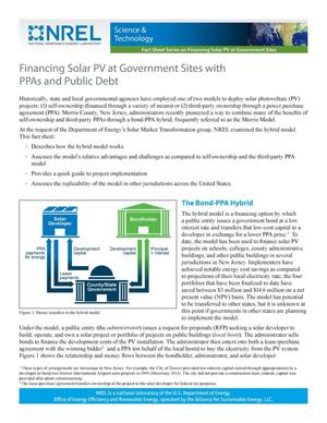 Financing Solar PV at Government Sites with PPAs and Public Debt (Brochure)