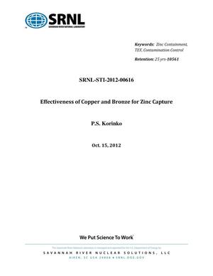 EFFECTIVENESS OF COPPER AND BRONZE FOR ZINC CAPTURE