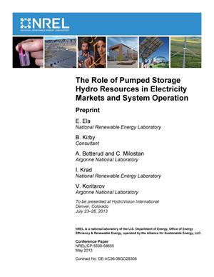 Role of Pumped Storage Hydro Resources in Electricity Markets and System Operation: Preprint