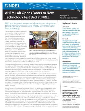AHEM Lab Opens Doors to New Technology Test Bed at NREL (Fact Sheet)