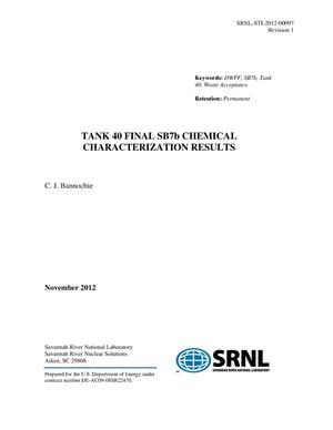 Tank 40 Final SB7b Chemical Characterization Results