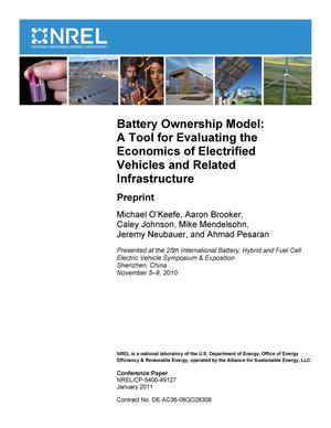 Battery Ownership Model: A Tool for Evaluating the Economics of Electrified Vehicles and Related Infrastructure; Preprint