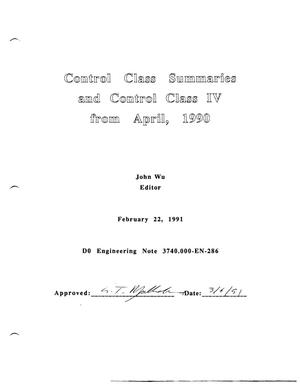 Control Class Summaries and Control Class IV from April 1990