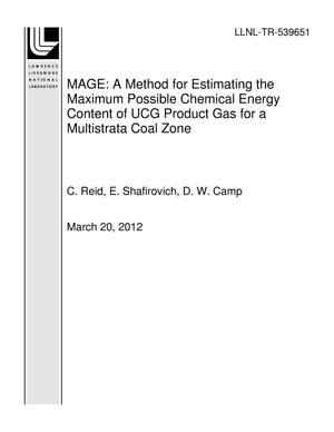 MAGE: A Method for Estimating the Maximum Possible Chemical Energy Content of UCG Product Gas for a Multistrata Coal Zone