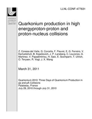 Quarkonium production in high energyproton-proton and proton-nucleus collisions