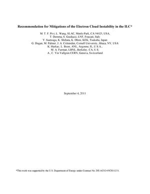 Recommendation for Mitigations of the Electron Cloud Instability in the ILC