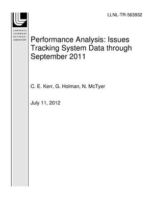 Performance Analysis: Issues Tracking System Data through September 2011