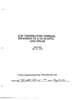Low Temperature Thermal Expansion of G-10 Plastic and Mylar