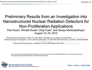 Preliminary Results from an Investigation into Nanostructured Nuclear Radiation Detectors for Non-Proliferation Applications