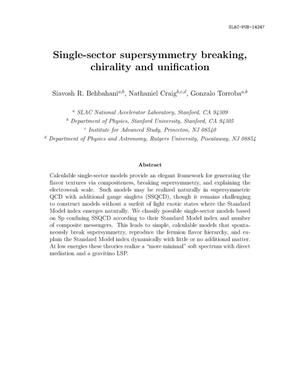 Single-Sector Supersymmetry Breaking, Chirality, and Unification