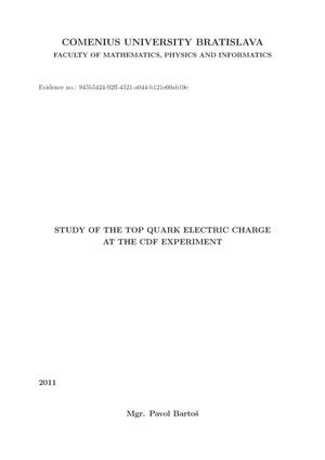Primary view of object titled 'Study of the top quark electric charge at the CDF experiment'.